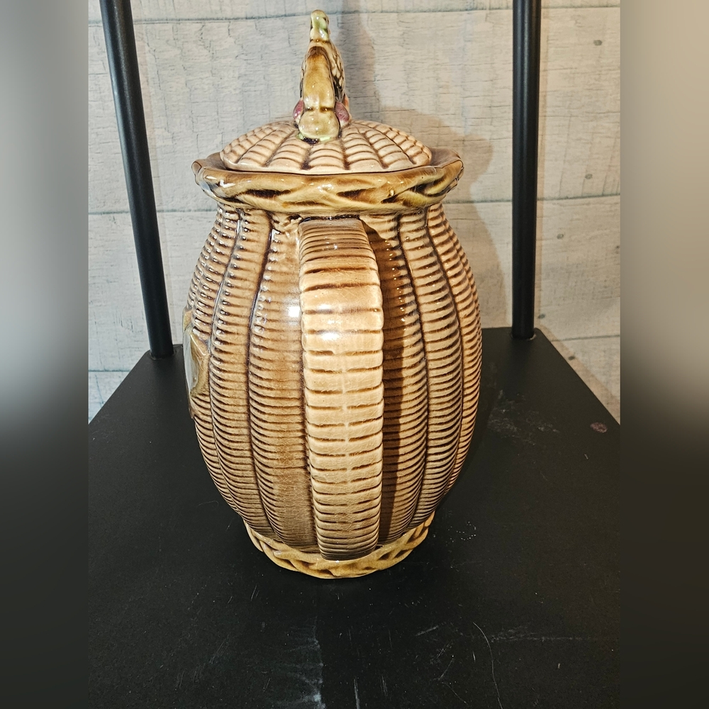 Tilso Rustic Wicker-Style Ceramic Tea Pot - Picture 4 of 9
